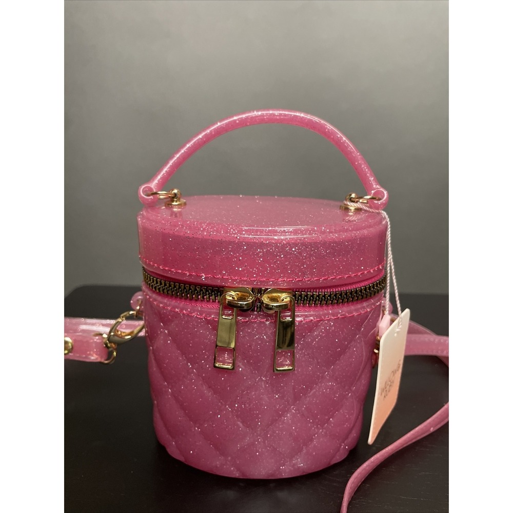 pink jelly quilted glitter Barbie core mini purse Detachable Strap New - Picture 2 of 8
